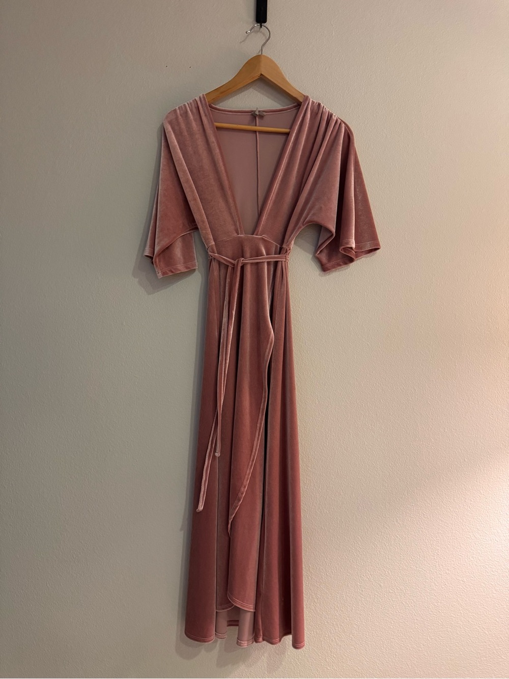 ASOS Dusty Rose Velvet Asymmetrical Wrap Dress